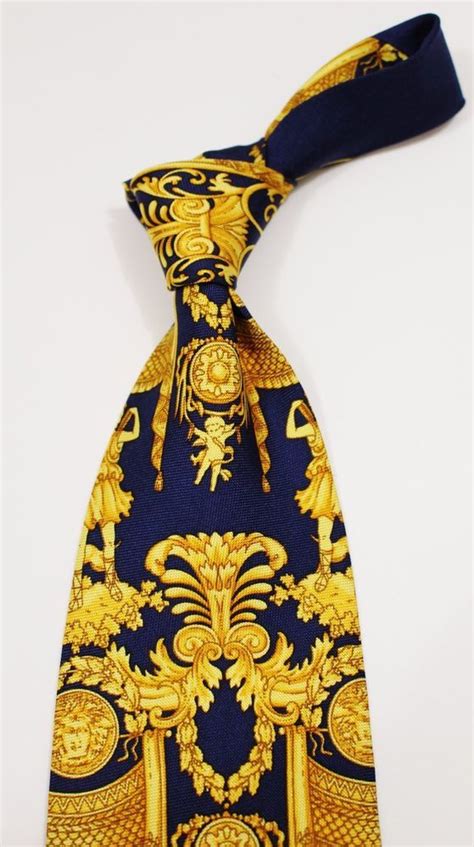 versace tie blue and hold|versace silk ties.